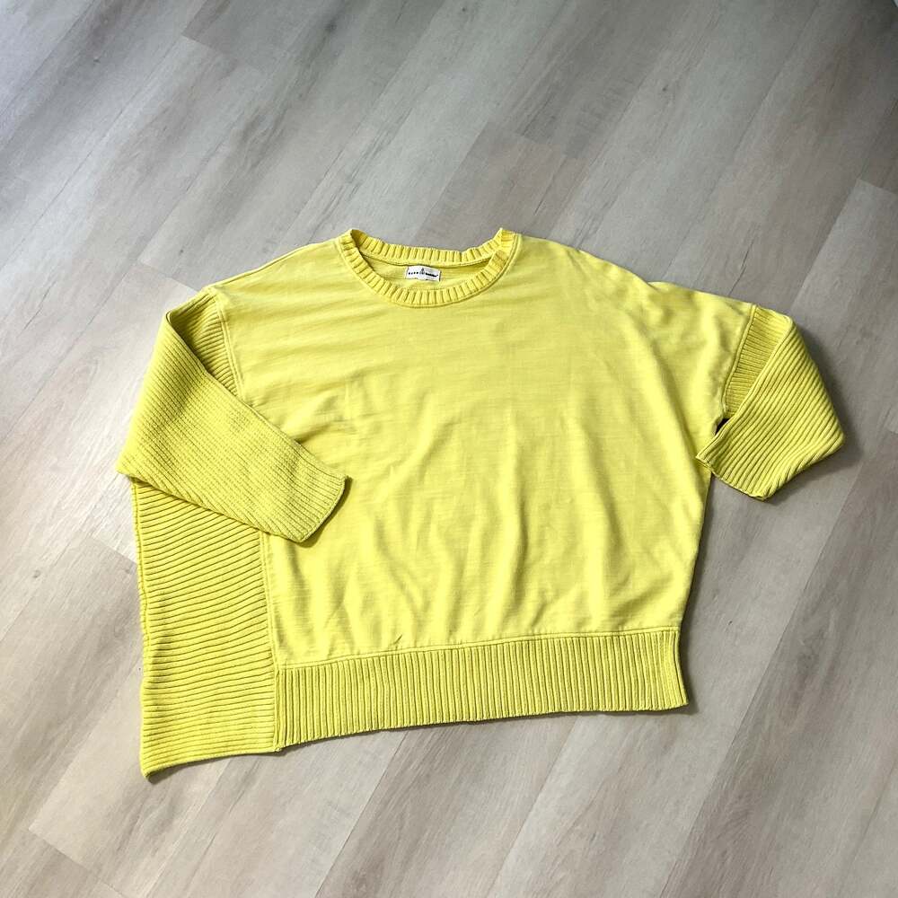 Neon Buddha Oversized Yellow Long Sleeve Ribbed Sweater Womens 3XL